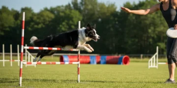 Advanced Dog Training: Mastering Complex Commands by Mid-2026 Border Collie performing advanced agility jump with focused handler