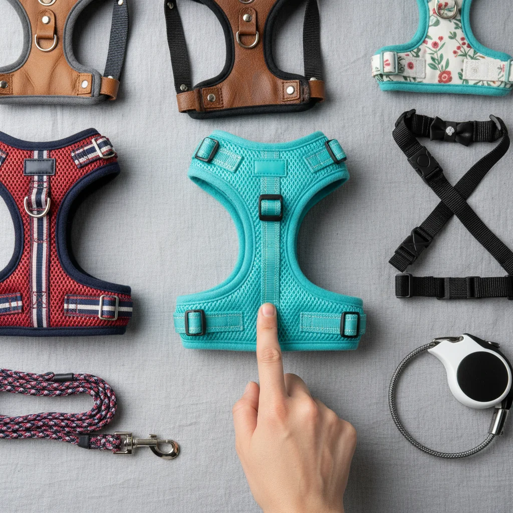 Selection of cat harnesses and leashes for training