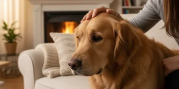Pet Appetite Changes: 7 Daily Observations for Health Concerns Concerned owner observing dog with loss of appetite near food bowl