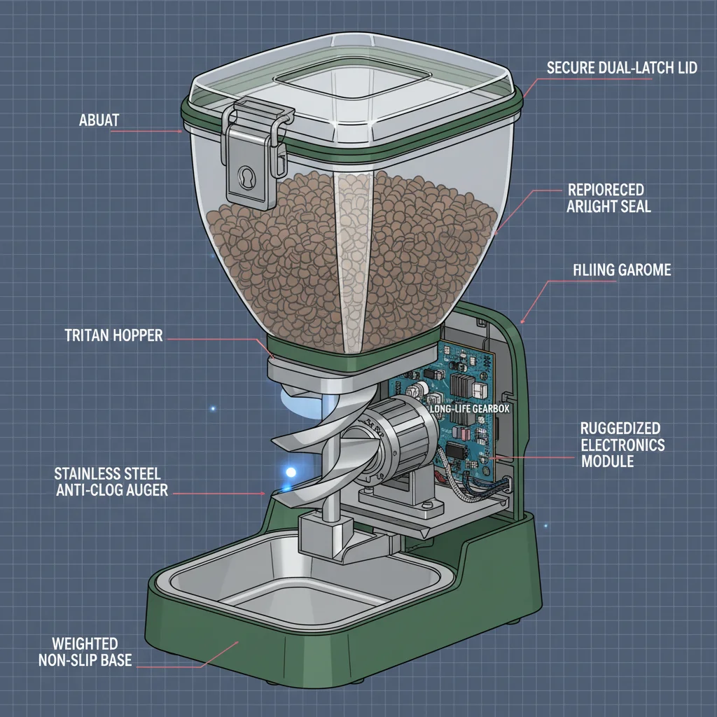 Internal components showcasing the durability of a smart pet feeder