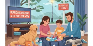 Pet Emergency Preparedness: Hurricane Season 2026 Checklist Family preparing pet emergency kit for hurricane season