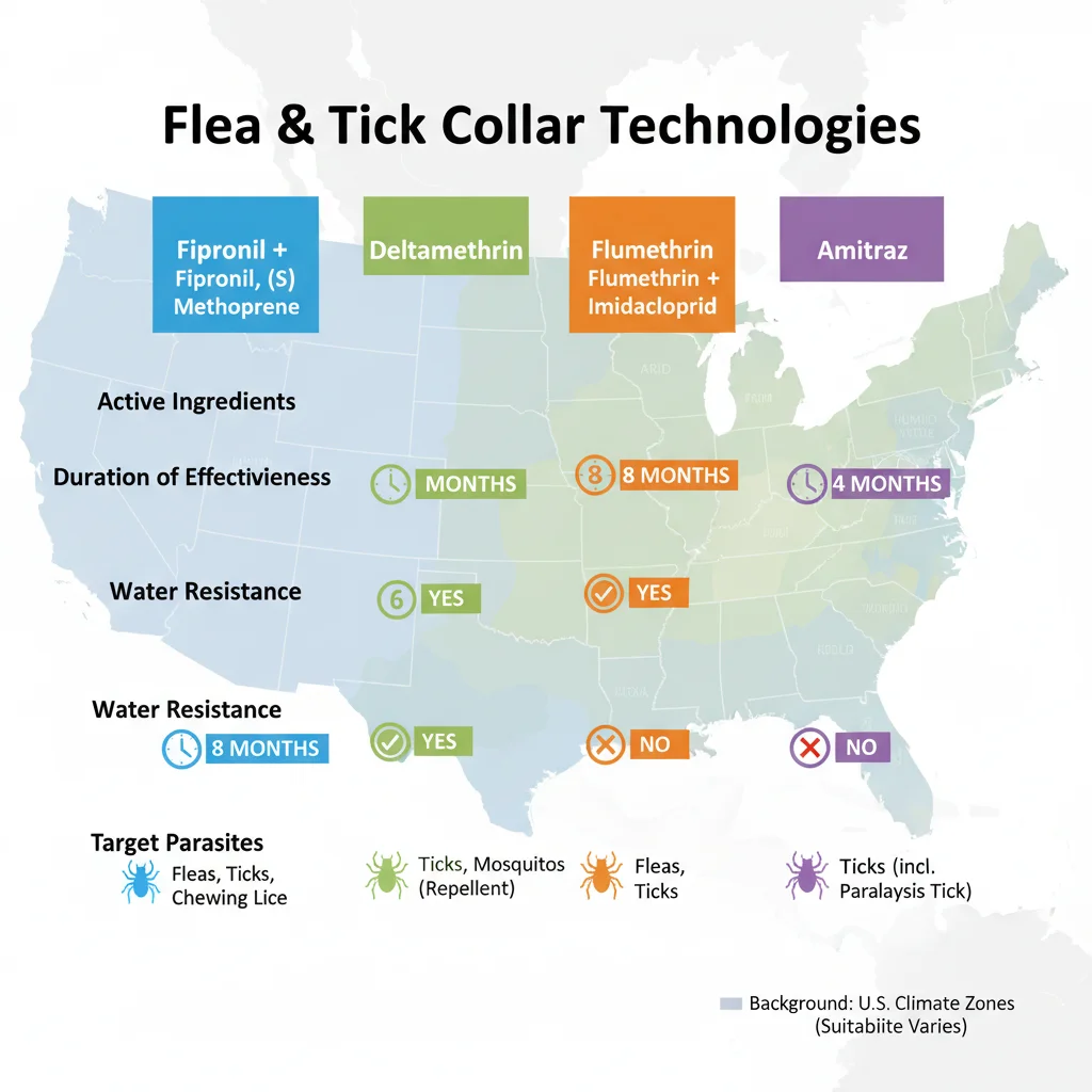 Comparison chart of advanced flea and tick collar technologies.