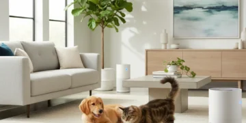 Mastering Pet Odor Control: 5 Daily Solutions for a Fresh Home in 2026 Happy pets in a fresh, clean living room with advanced air purification systems.