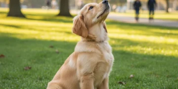 Mastering Dog Training: Essential Commands for Every Canine Companion Golden retriever puppy sitting attentively with owner and treat