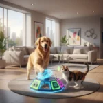 Interactive Pet Toys 2026: Mental Stimulation & Activity for U.S. Pets Happy golden retriever and calico cat playing with futuristic interactive pet toy