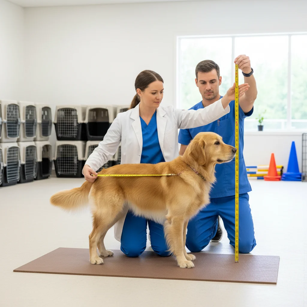 Professional measuring dog for proper crate size