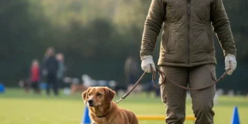 Mastering Aggressive Dog Behavior: Expert Strategies for Safer Pet Interactions Owner with dog practicing calm behavior in a park setting.