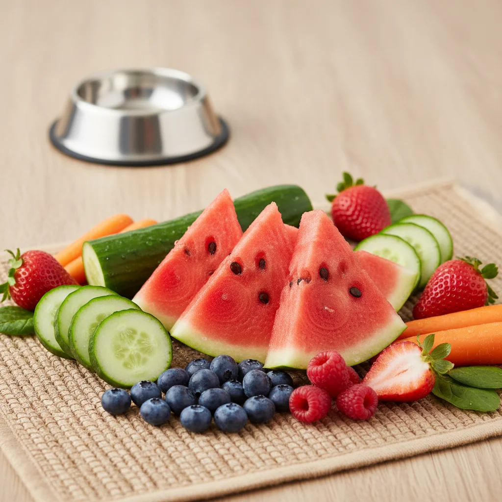 Healthy fruits and vegetables as dietary hydration sources for pets