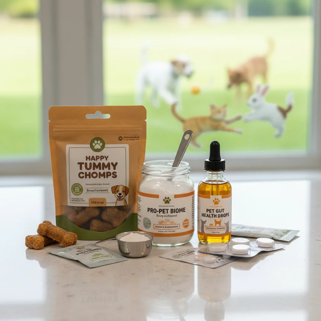 Assortment of pet probiotic supplements for enhanced immunity