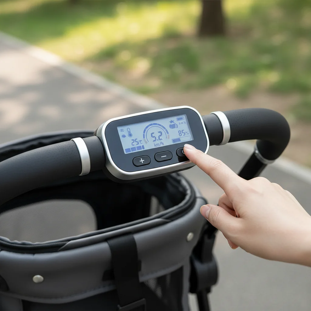 Pet stroller smart control panel display