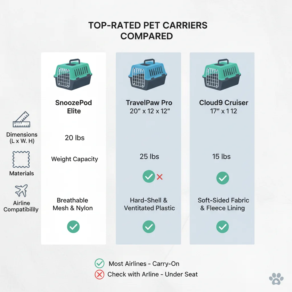 Infographic comparing features of top 3 airline pet carriers for informed decision-making.