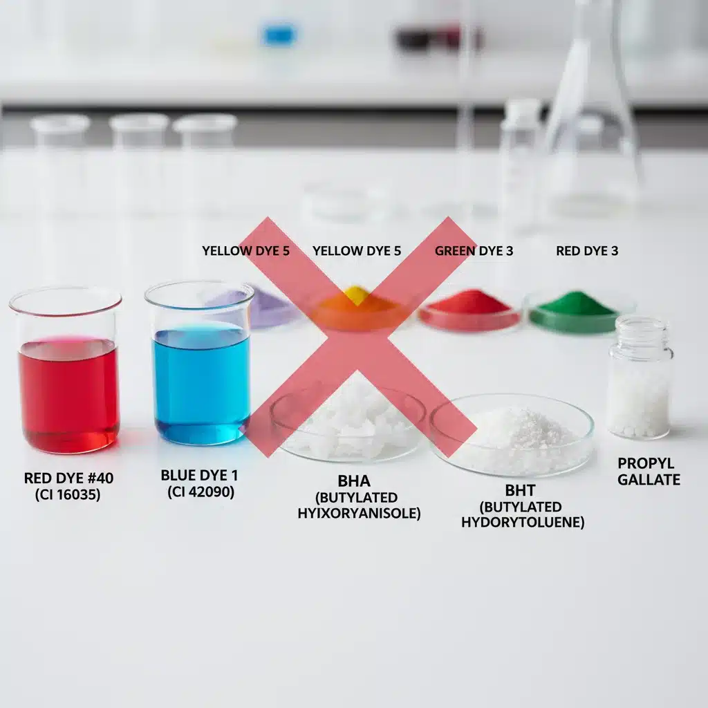 Harmful artificial colors and preservatives in pet food.