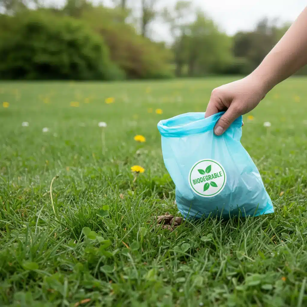 Biodegradable dog waste bag for sustainable pet care.