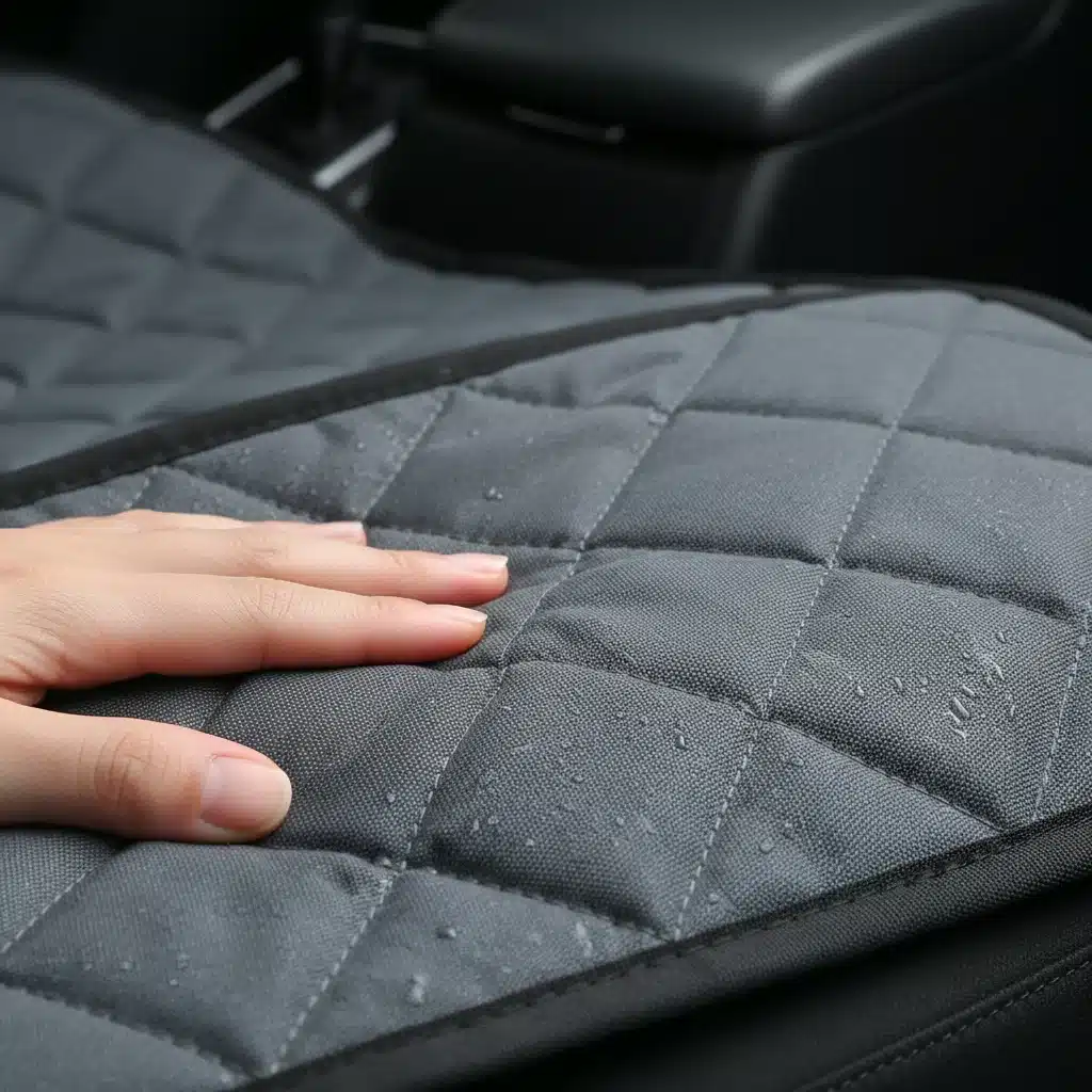 Close-up of durable, waterproof pet car seat cover fabric