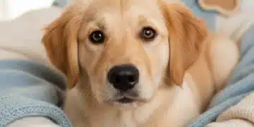 Happy golden retriever puppy looking at camera, symbolizing a reputable pet breeder
