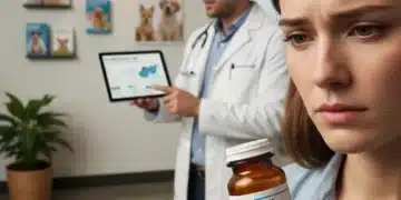 Pet owner discussing new prescription regulations with a veterinarian