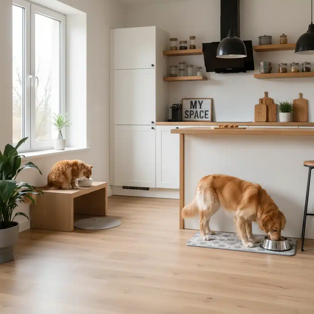 Separate feeding stations for cat and dog